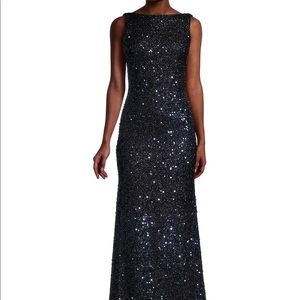 MacDuggal navy sequined mermaid evening gown. New with tags.